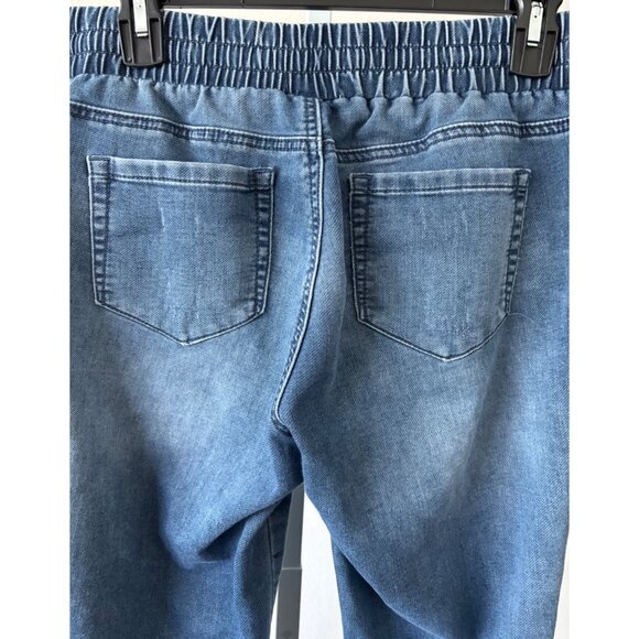 Y2k Jeans Medium Jogger High Waisted Med Wash Distressed Athleisure Streetwear - Picture 12 of 16